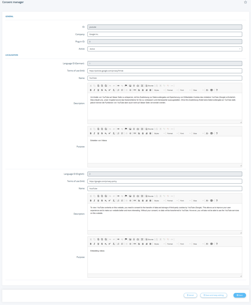 Adjusting individual texts in the JTL-Shop 5 Consent manager