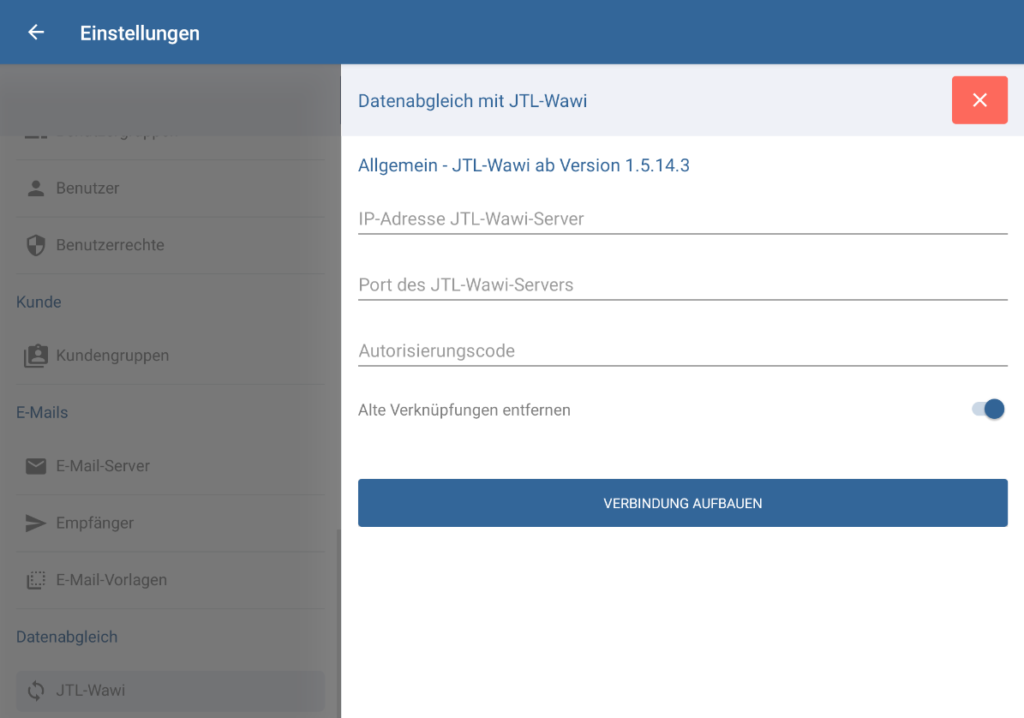 Einstellungen zum Datenabgleich vor der Anbindung
