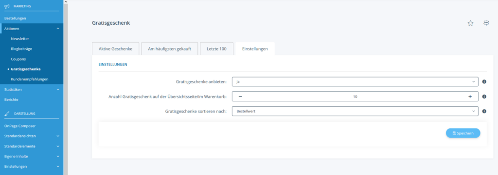 Einstellungen für Gratisgeschenke in JTL-Shop