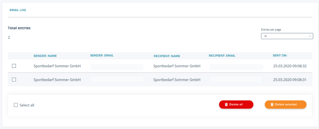 Viewing the email log in JTL-Shop