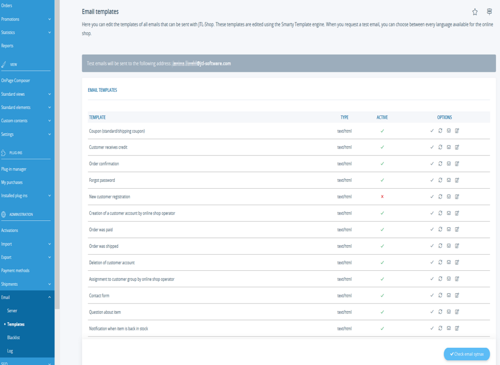 Adjusting email templates in JTL-Shop