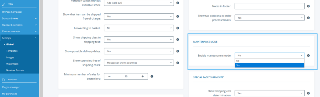 Activating the maintenance mode in JTL-Shop