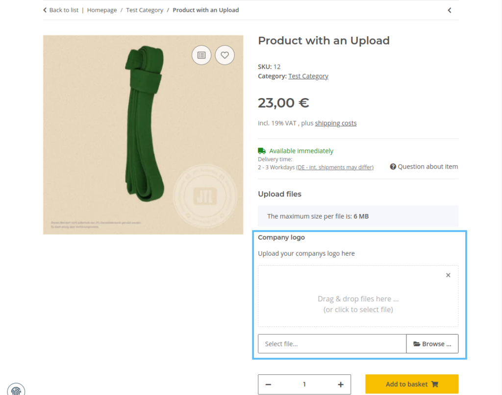 Example Upload Module without variations JTL-Shop 5