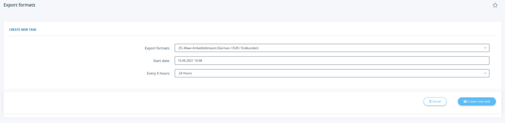 Creating a new task in the JTL-Shop 5 Export manager