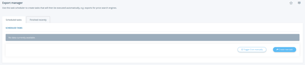 Overview of scheduled tasks in the JTL-Shop 5 Export manager