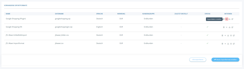 Exportdatei erstellen in JTL-Shop