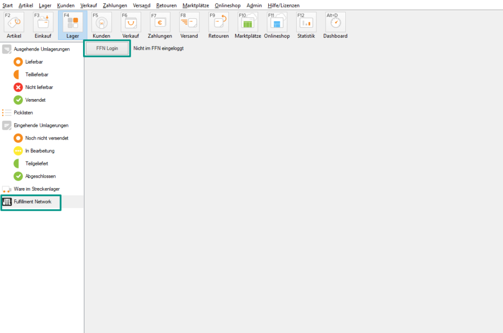 FFN Login in JTL-Wawi
