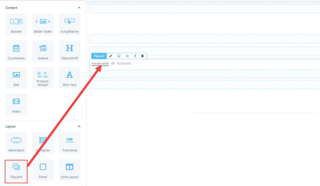 Portlet für eine Flipcard im OnPage Composer einfügen