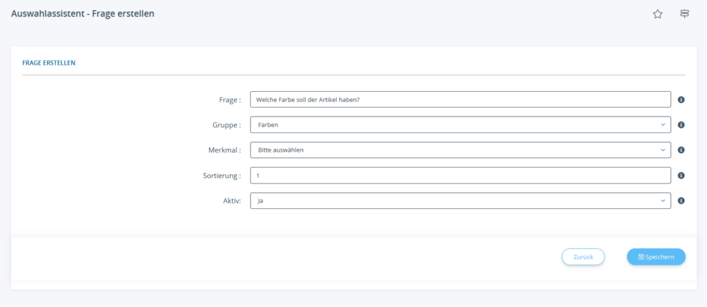 Frage für den Auswahlassistenten in JTL-Shop erstellen
