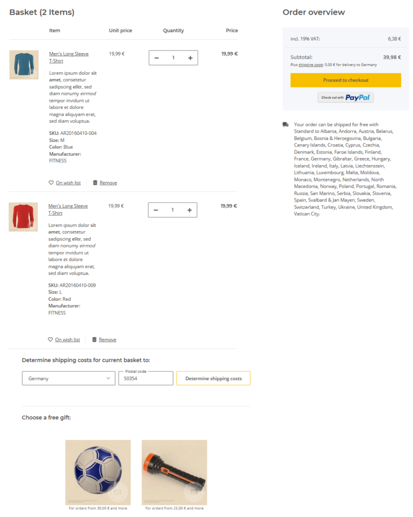 Free gifts in the front end of JTL-Shop