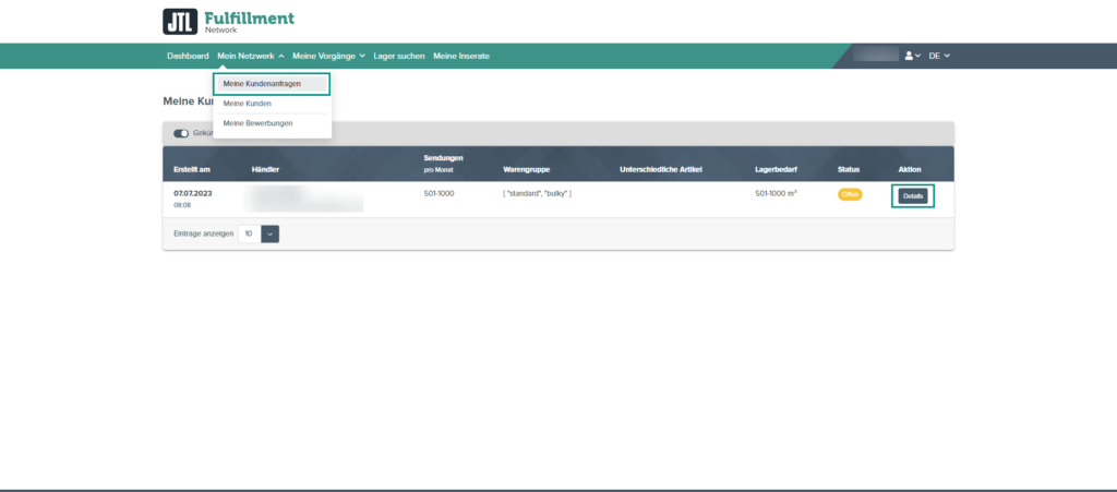 Fulfillment Matchmaker Als Fulfiller Anfrage Bearbeiten