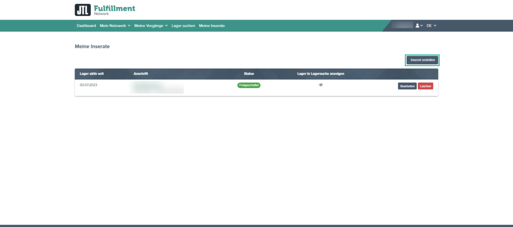 Fulfillment Matchmaker Lagerinserat Freischalten Navigation