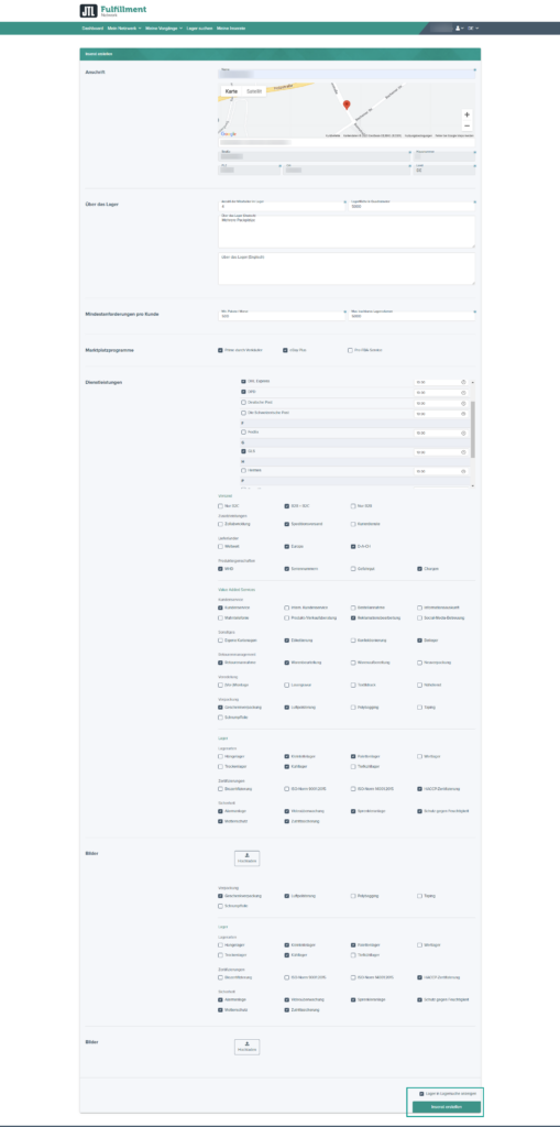 Fulfillment Matchmaker Lagerinserat Inserat Anlegen