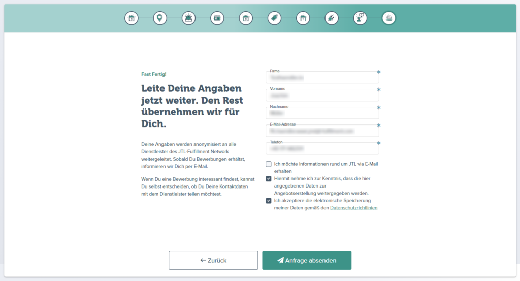 Fulfillment Matchmaker Schritt 10 Anfrage Stellen