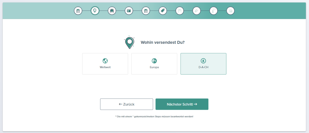 Fulfillment Matchmaker Schritt 2 Region