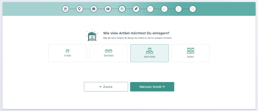 Fulfillment Matchmaker Schritt 5 Artikelanzahl