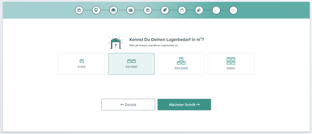 Fulfillment Matchmaker Schritt 7 Lagerbedarf