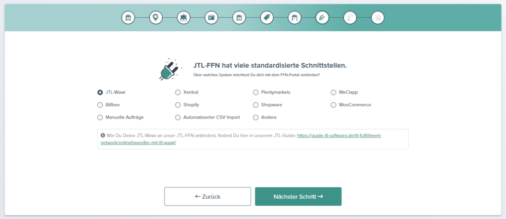 Fulfillment Matchmaker Schritt 8 Schnittstelle