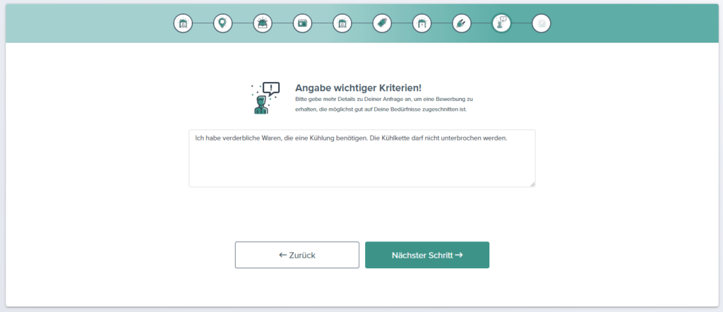 Fulfillment Matchmaker Schritt 9 Textfenster