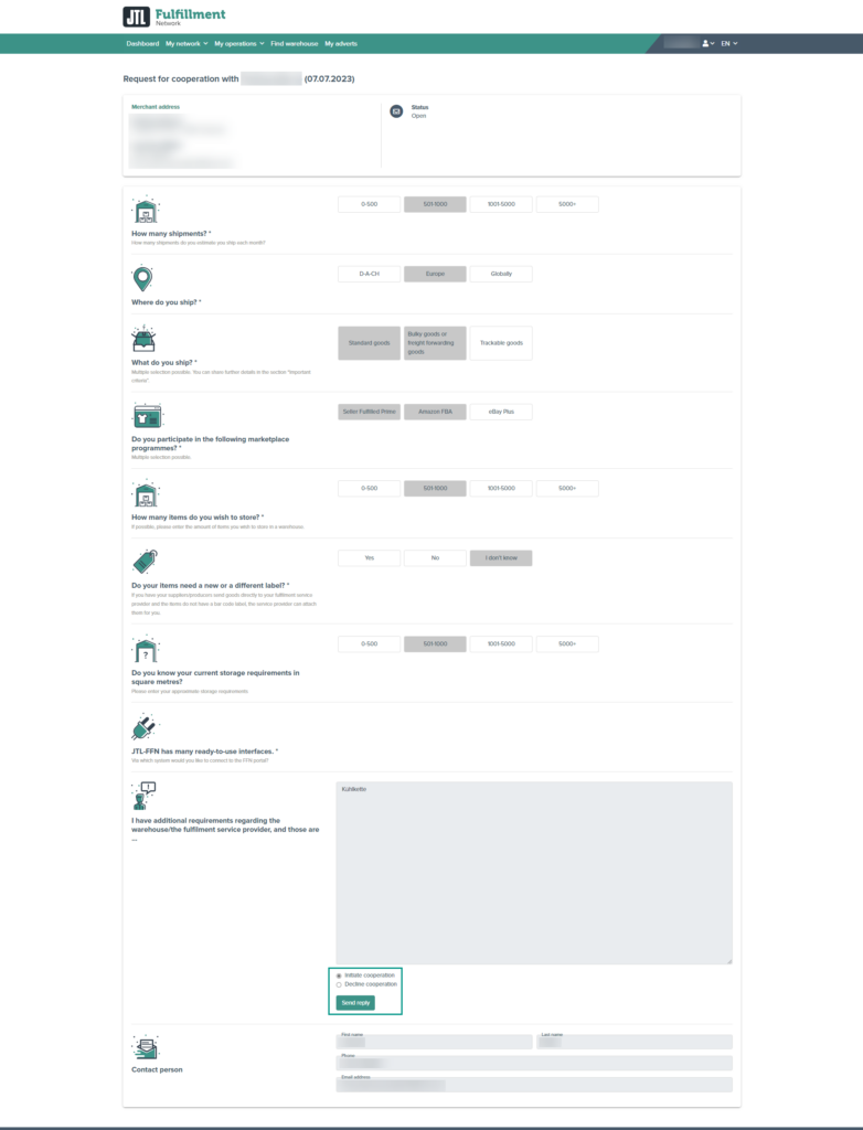 Fulfillment Matchmaker For fulfilment service providers Accept requests