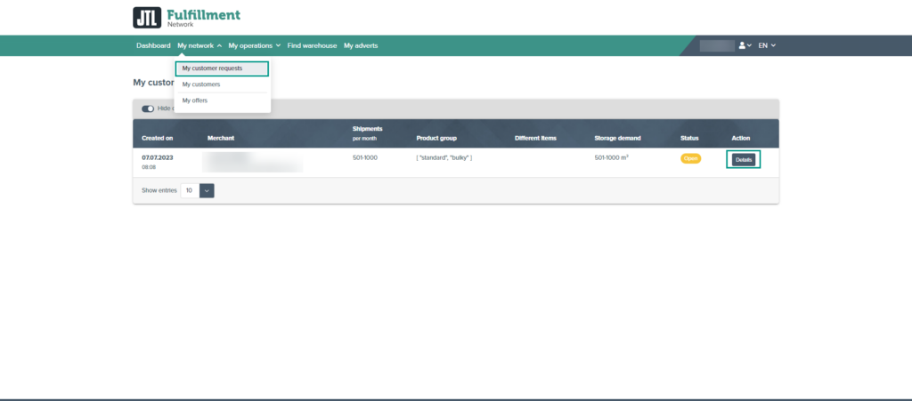 Fulfillment Matchmaker For fulfilment service providers Process requests