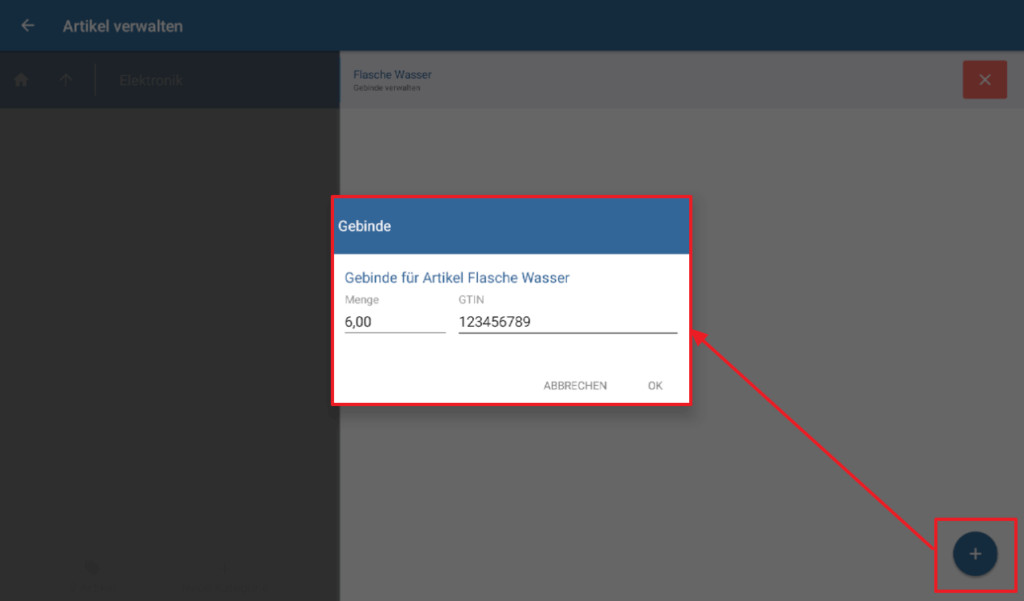 Gebinde anlegen für einen Artikel in JTL-POS