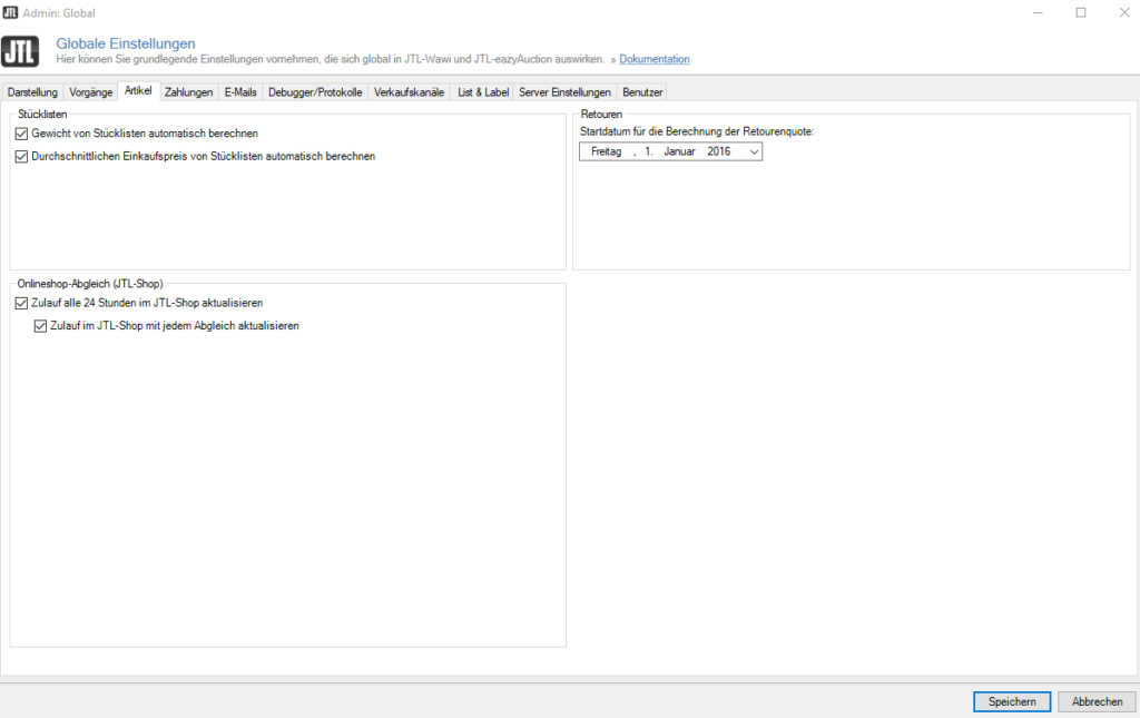 Globale Artikeleinstellungen Anpassen Jtl Guide