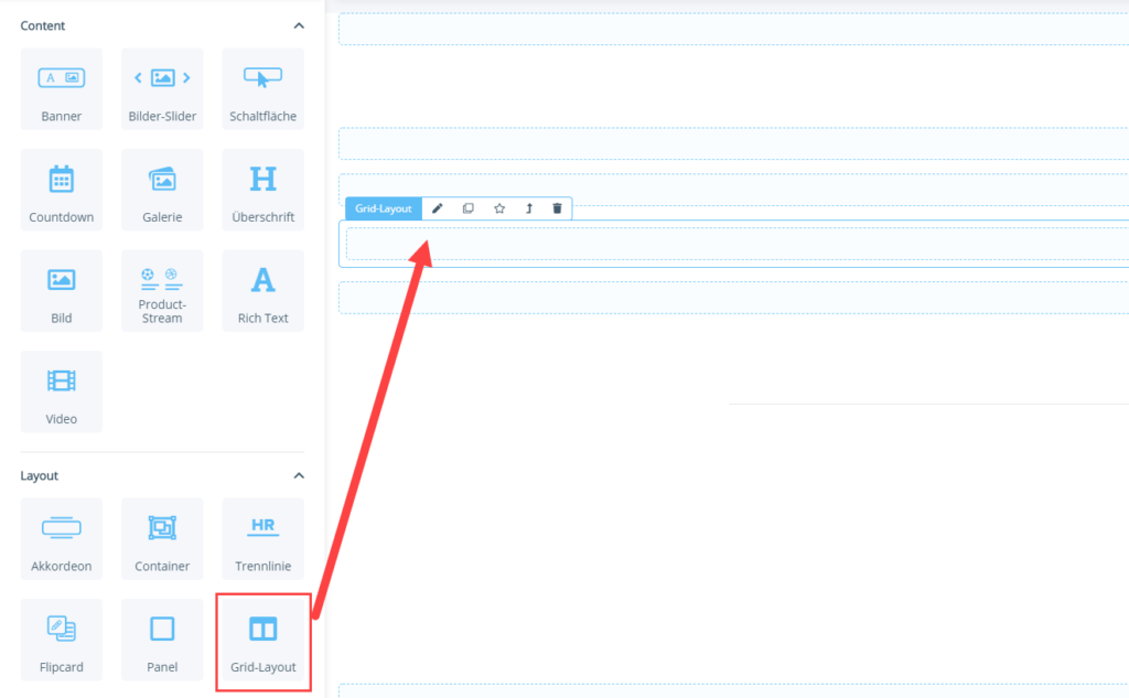 Portlet für ein Grid-Layout im OnPage Composer einfügen