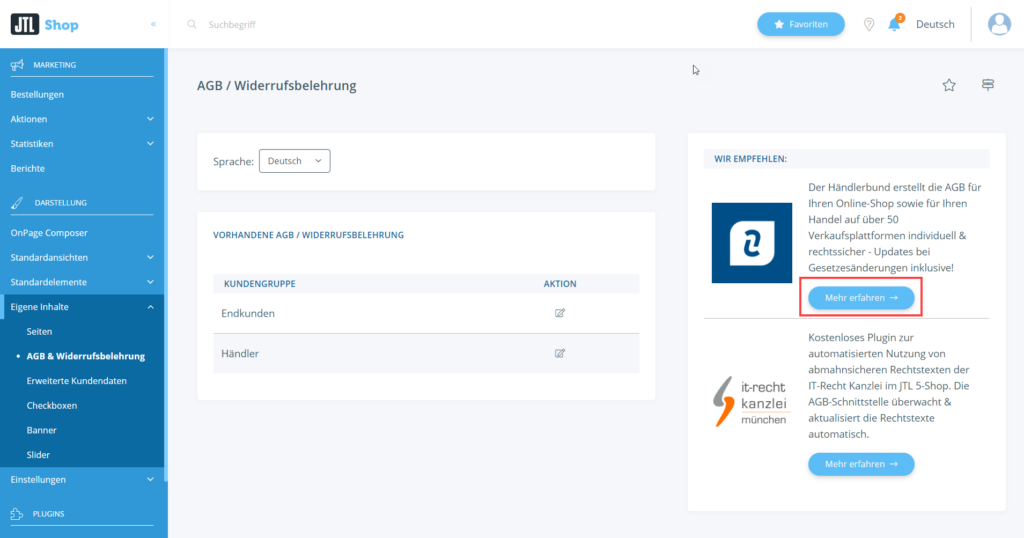 Händlerbund Plugin für JTL-Shop 5