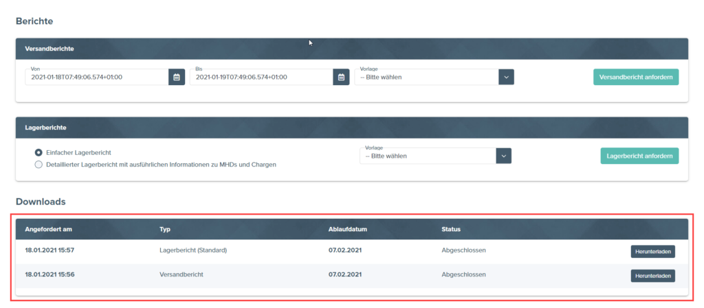 Lagerbericht herunterladen