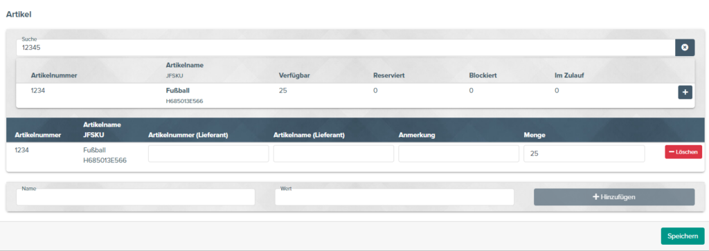Artikel in Anlieferung