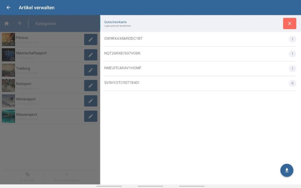 Importierte Gutschein-Seriennummern in JTL-POS