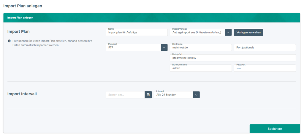 Beispiel für einen Importplan