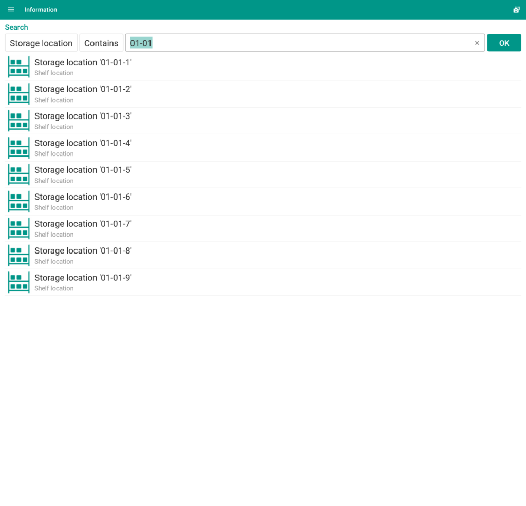 Wms Mobile Inventory 014 Information Storage locations
