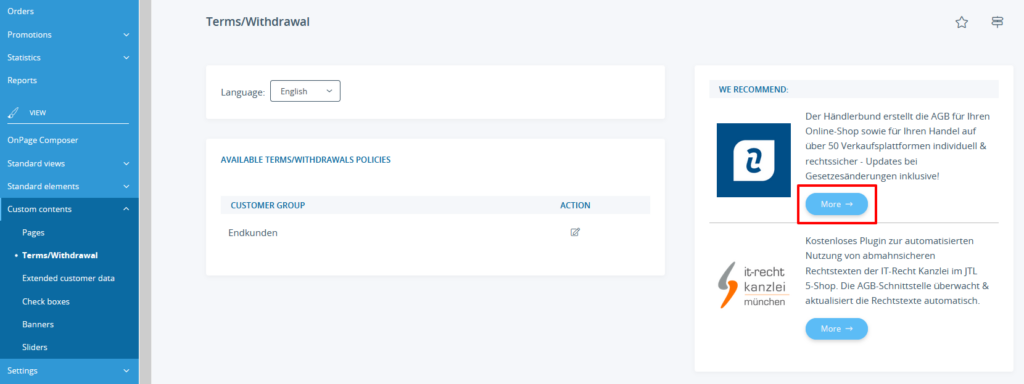 Händlerbund plug-in for JTL-Shop 5