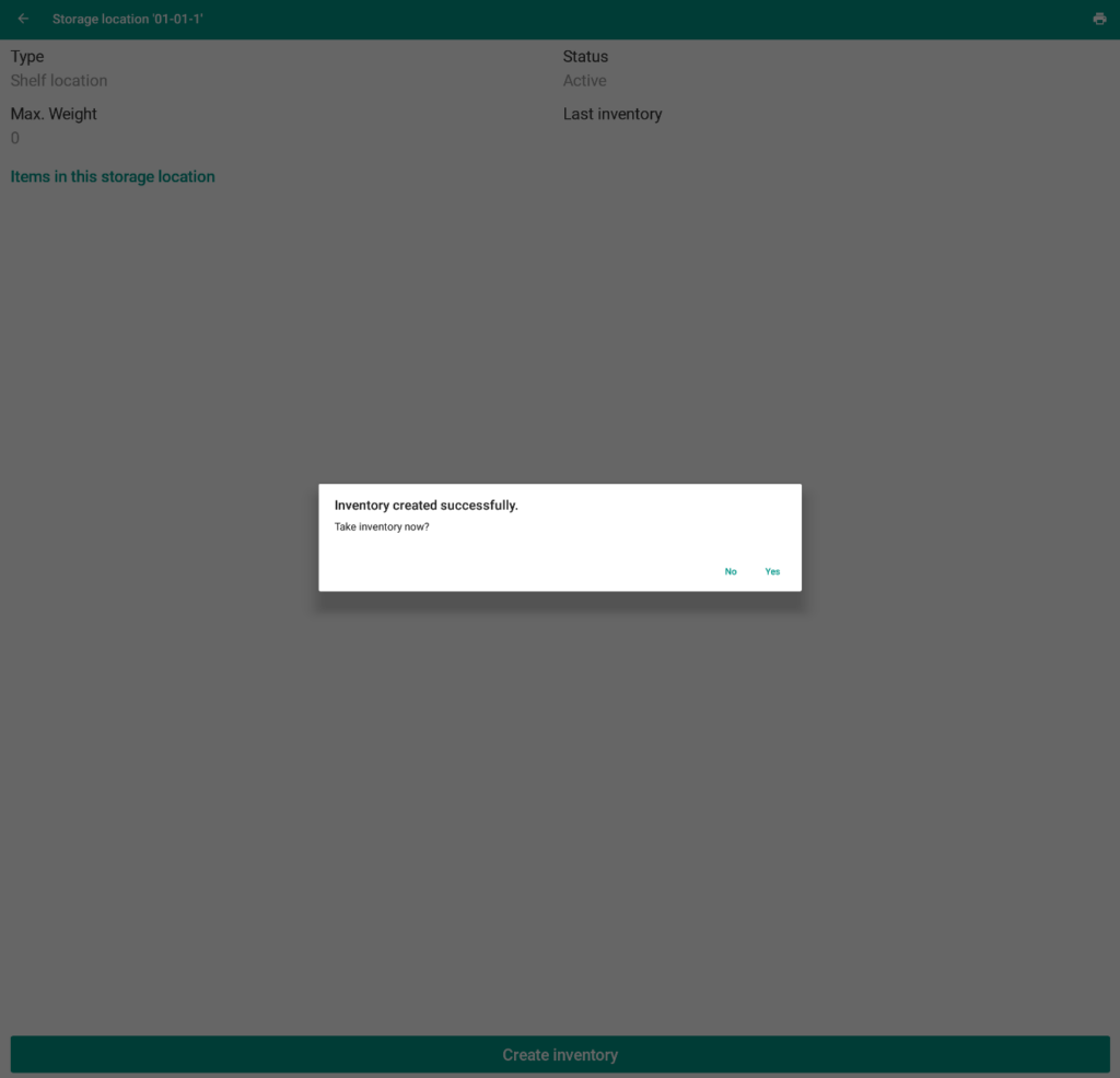 Wms Mobile Inventory 015 Inventory Info dialogue