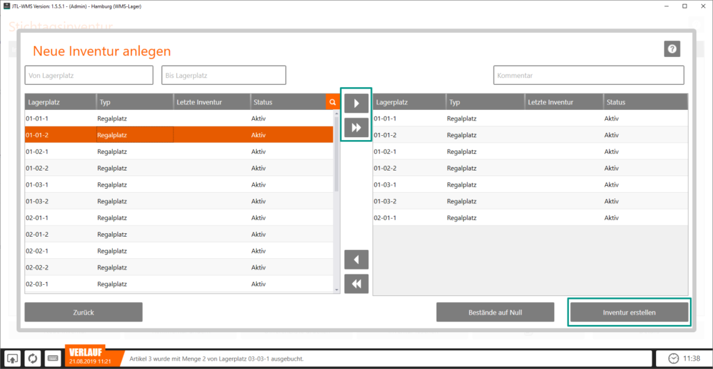 Inventur in JTL-WMS erstellen