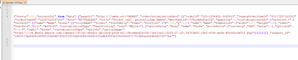 JSON-Daten von Amazon Custom in einer Textdatei