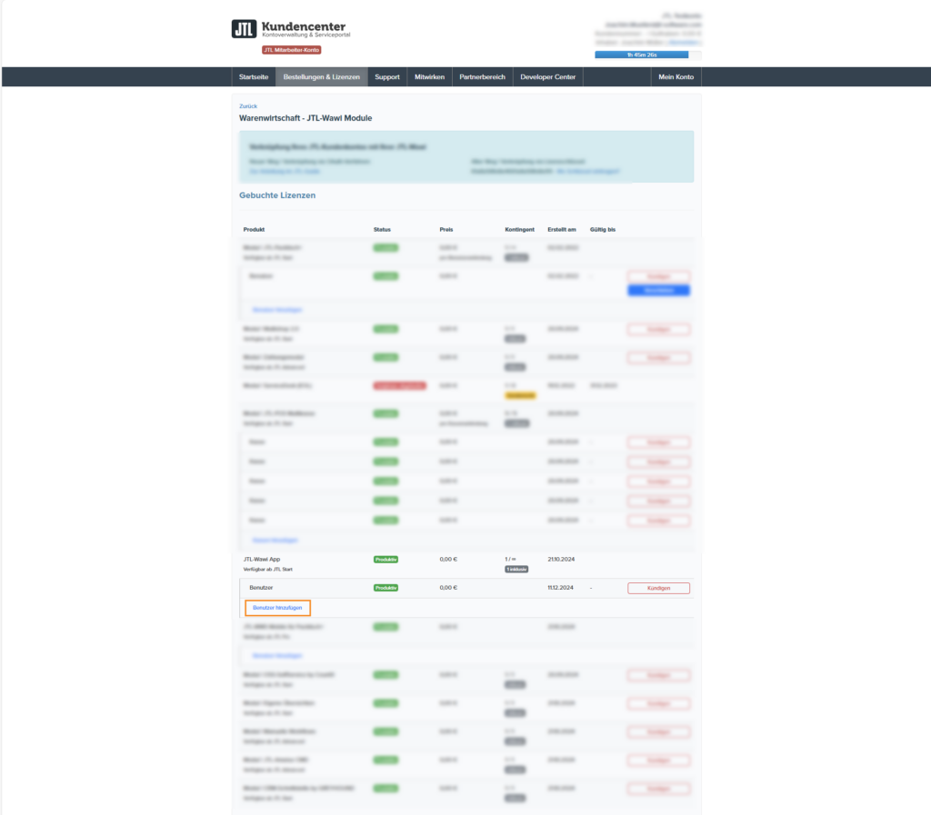 Jtl Wawi App Lizenz Buchen Benutzer Hinzufuegen