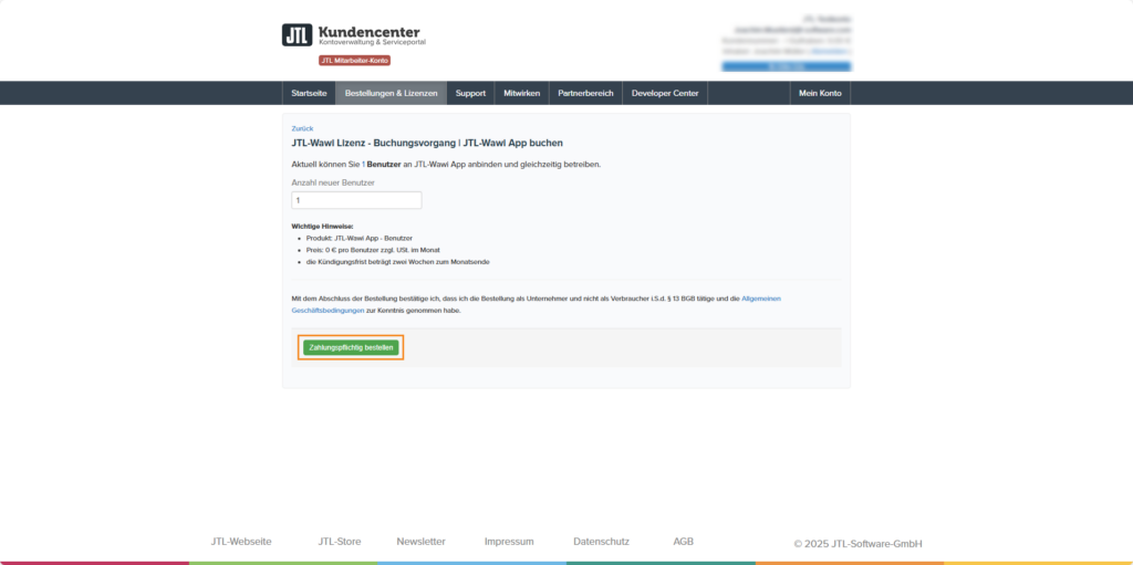 Jtl Wawi App Lizenz Buchen Neue Benutzer Buchen