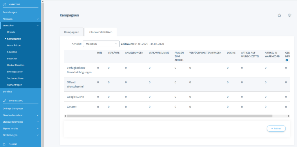 Kampagnen-Statistik in JTL-Shop