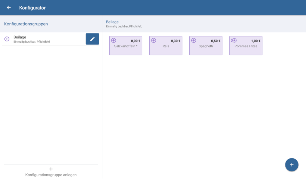 Komponenten einer Konfigurationsgruppe in JTL-POS