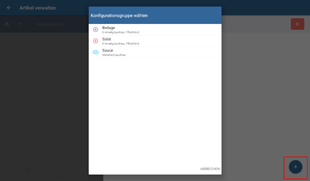 Konfigurationsgruppe wählen