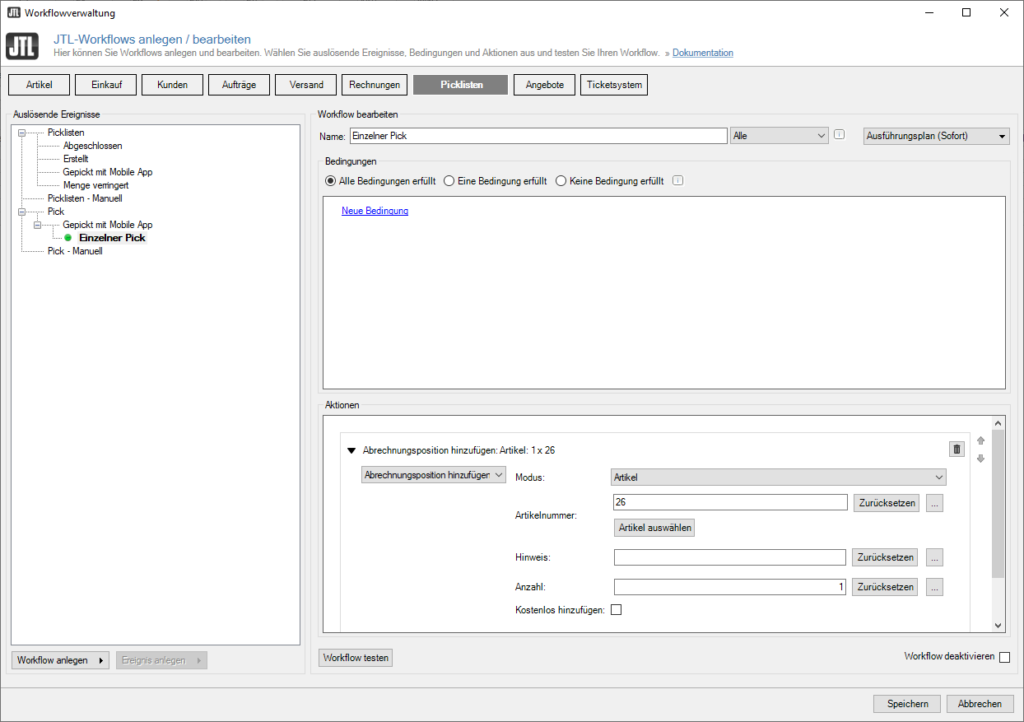Einzelne Picks über JTL-WMS Mobile abrechnen