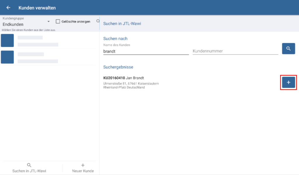 Kunden aus JTL-Wawi in JTL-POS hinzufügen