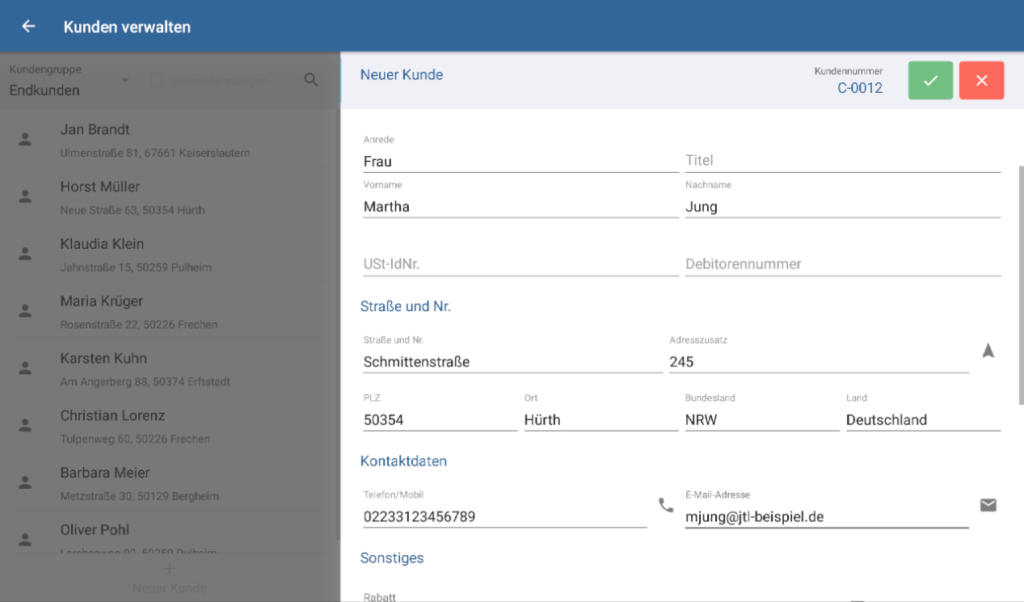 Kundendaten in JTL-POS eingeben