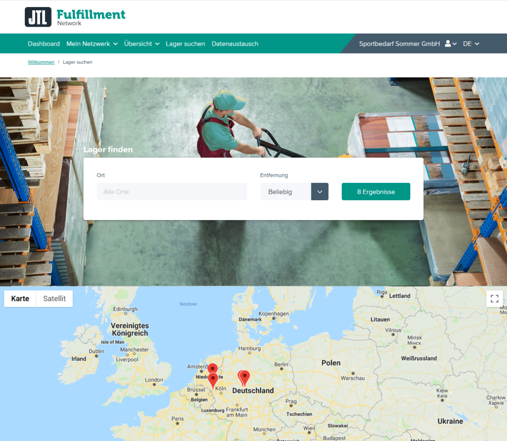 Lager im JTL-Fulfillment Network suchen
