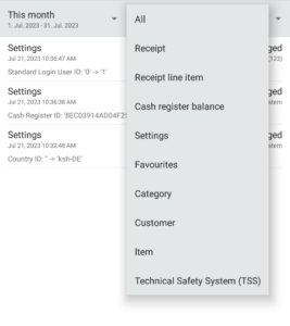 Using filters in the JTL-POS log