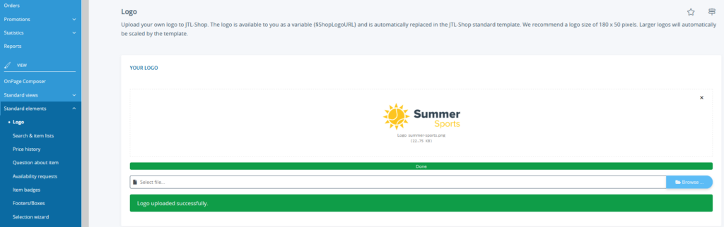 Customising the online shop logo in JTL-Shop 5