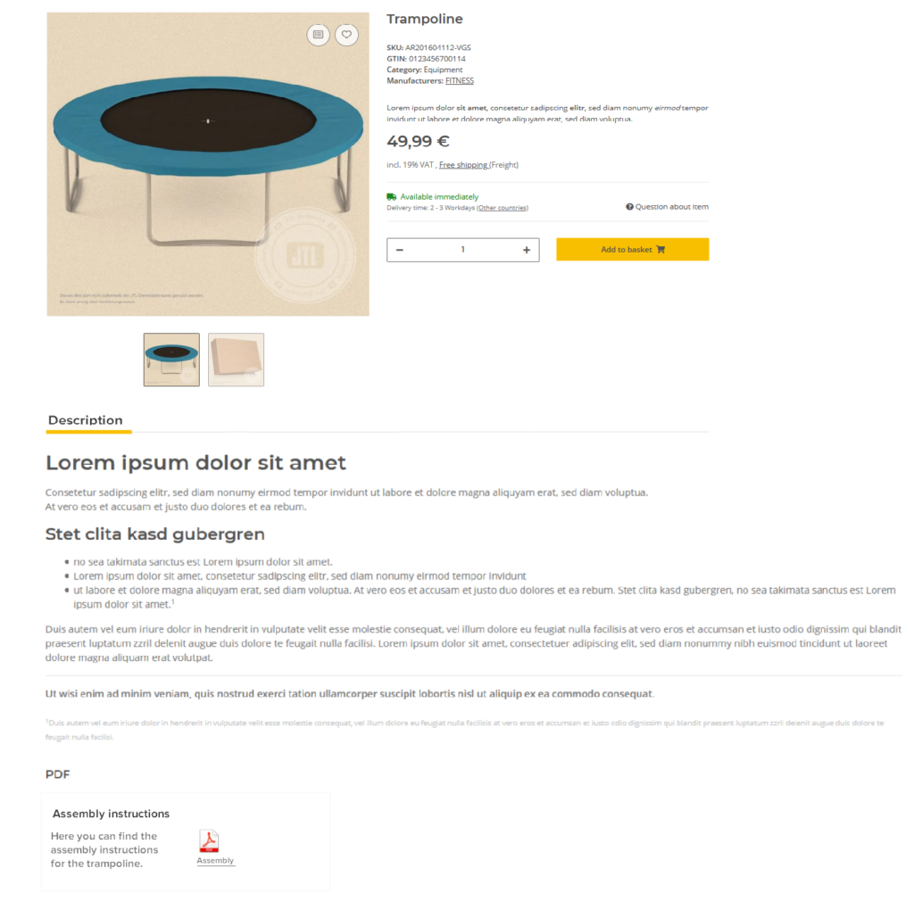 Media file under item description